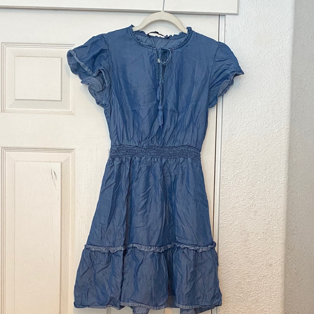 Blue Tiered Smocked Waist Casual Dress